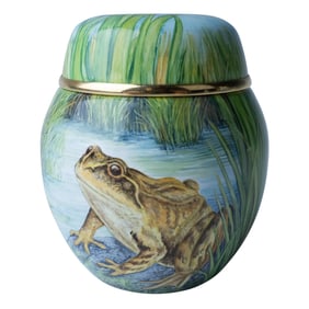 Elliot Hall Enamel Pond Scene Ginger Jar
