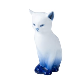 Royal Doulton Blue Flambe Figurine, Seated Cat HN109