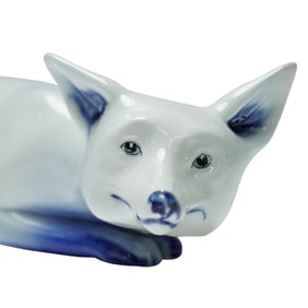 Royal Doulton Blue Flambe Figurine, Large Fox Stalking HN147A
