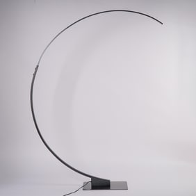 Modern Arched Floor Lamp with Brushed Steel Finish and Floor Switch
