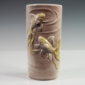 Royal Copley Ceramic Vase with Raised Koi Fish Design