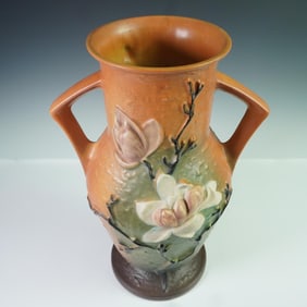 Roseville Pottery Vase, Brown Magnolia 98-15