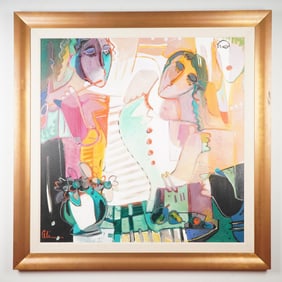 Ali Golkar, Acrylic on Canvas Painting, Abstract Figures, Signed