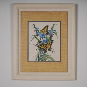 F. Alvin Zimmerli, Watercolor on Paper, Tiger Swallowtail on Lily, Signed