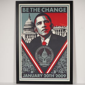 Shepard Fairey, Inauguration Lithograph, Barak Obama Be The Change w/ COA