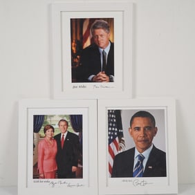3pc Presidential Portrait Trio Framed, Clinton, Bush, and Obama