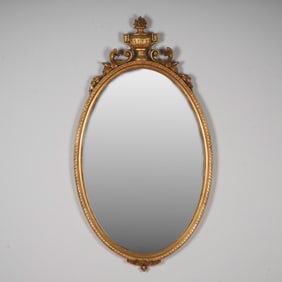 Authentic Friedman Brothers Victorian Style Gilded Oval Wall Mirror