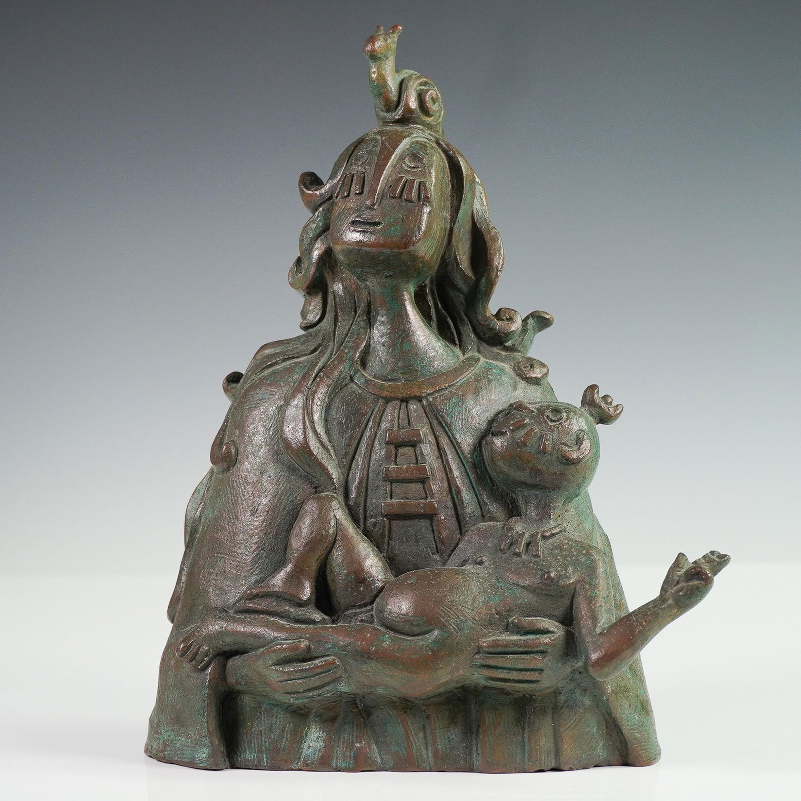 Hector Najera Bronze Sculpture, Mother and Child, 1995, Edition 10/55 (1 of 4)