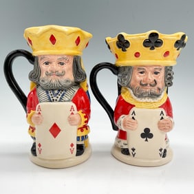 2pc Royal Doulton King & Queen of Clubs and Diamonds, Signed
