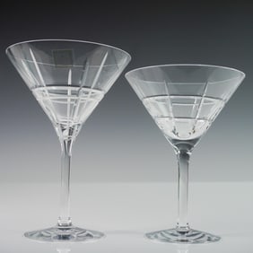 2pc Crystal Martini Glasses, Christofle and Orrefors