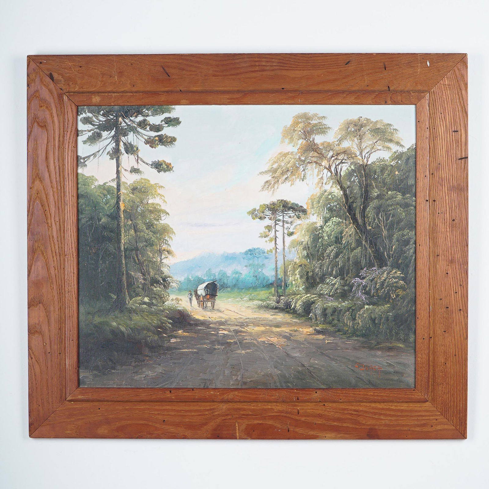 George Deaca, Oil on Board, Forest Road with Wagon, Signed (1 of 7)