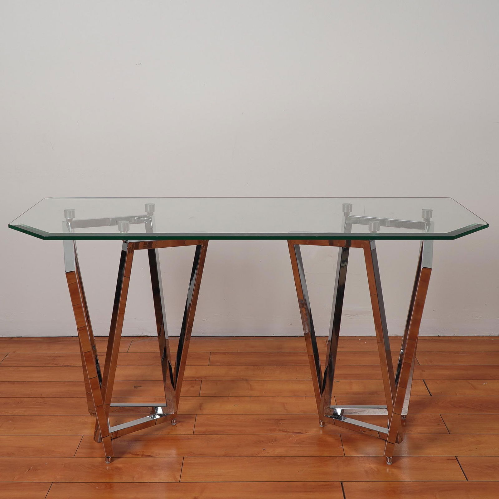 Lenox Chrome and Glass Console Table (1 of 4)