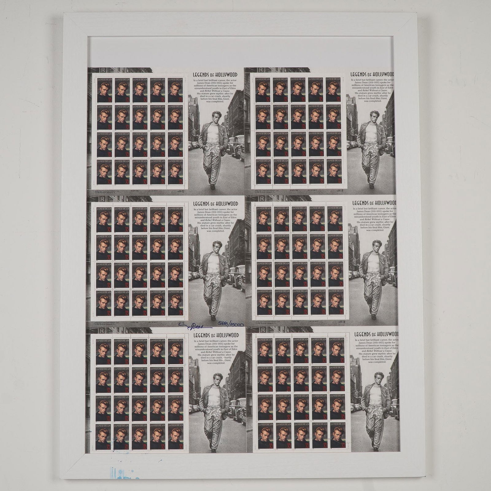 James Dean LE Signed Legends of Hollywood Stamp Sheet by Michael J. Deas (1 of 6)