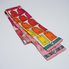 Louis Vuitton Silk Bandeau Scarf, Luggage Tag Print