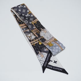 Louis Vuitton Silk Monogram Lets Go BB Bandeau, Black Scarf