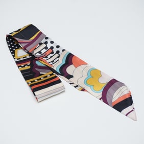 Silk Twilly Scarf, Multicolor Abstract Graphic Print