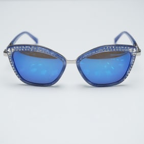 Caviar Blue Crystal Sunglasses with Rhinestone Trim
