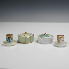 4pc Hand Painted Porcelain Vanity Items Including Rosenthal and RS Austria