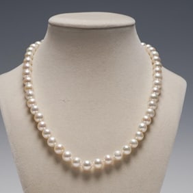 Cultured Pearl Necklace with 18K Gold-Plated Clasp