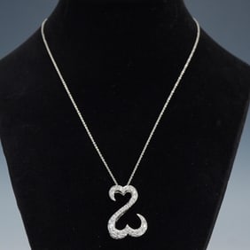  Gold and Diamond Jane Seymour Open Heart Necklace