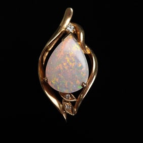 14kt Gold, Opal and Diamond Pendant