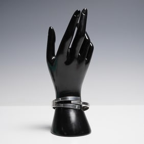 Modernist Mexican Silver Bracelet, Hinged Design by Dulce