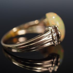 14K Gold and Opal Ring with Diamonds