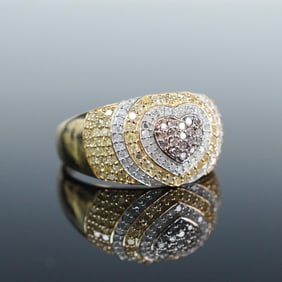 10kt Gold and Diamond Ring with Heart Motif