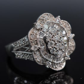 Ladies 14KT Art Deco Styled Diamond Ring