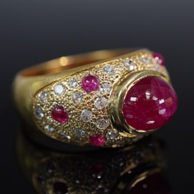18K Gold, Ruby and Diamond Ring