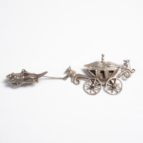 Taxco Mexico Sterling Silver Coach and Armadillo Brooch