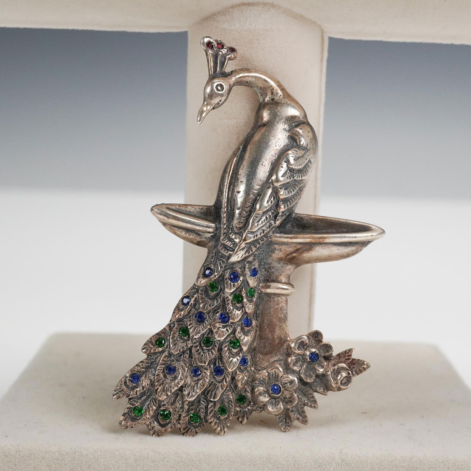Theda Sterling Peacock Brooch with Gemstone Accents (1 of 3)