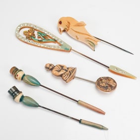 5pc Vintage Figural and Novelty Hat Pins