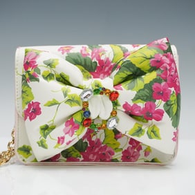 Betsey Johnson Floral Bow Crossbody Bag with Jewel Accent