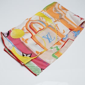 Louis Vuitton Silk Square Scarf, Multicolor Monogram and Bag Motif