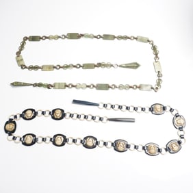 2pc Vintage Linked Egyptian Revival and Art Deco Style Belts