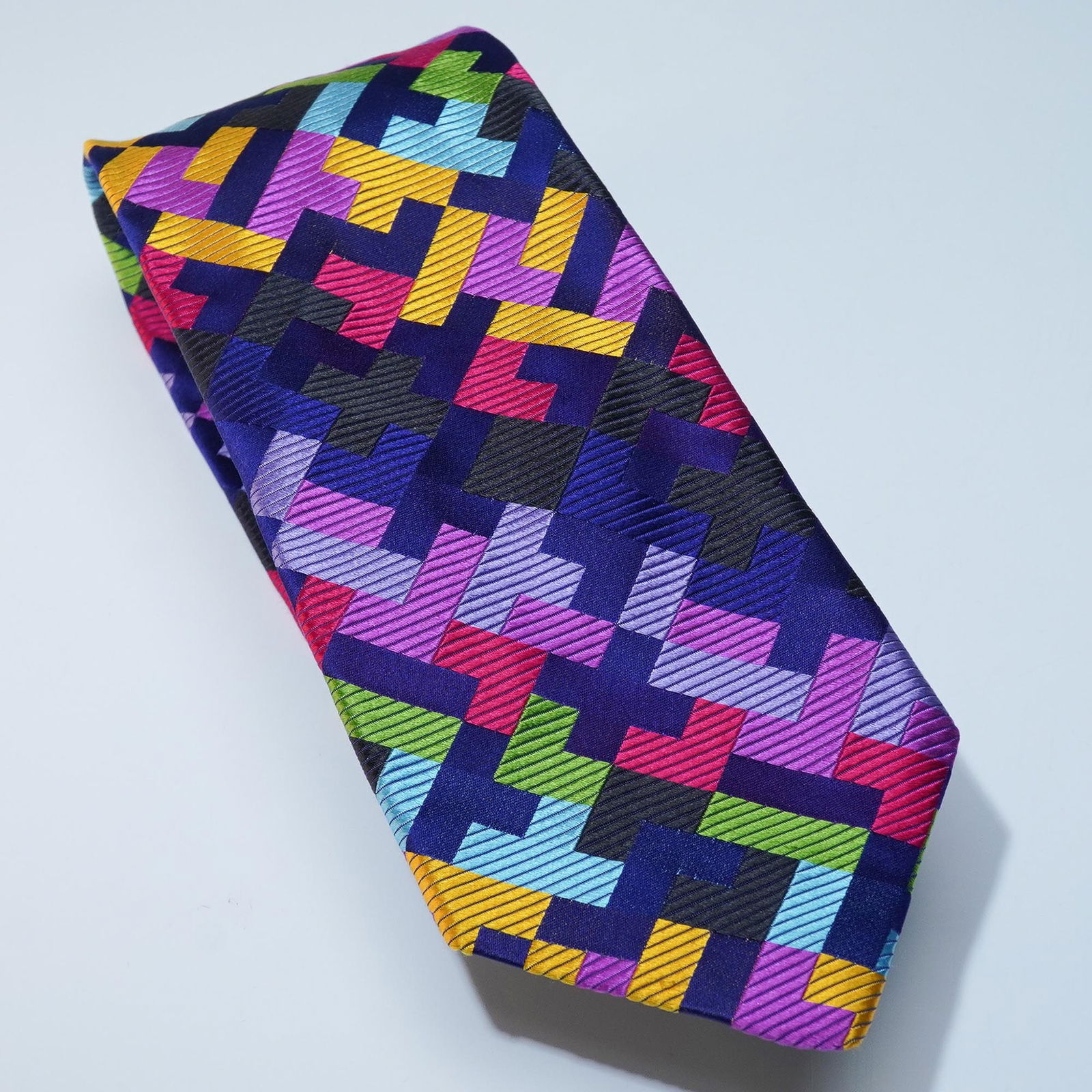 Duchamp London Silk Tie, Geometric Multicolor Pattern (1 of 4)