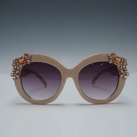 Betsey Johnson Embellished Pink Sunglasses with Gem Accents
