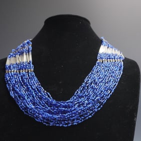 Beaded Necklace with Faceted Glass and Seed Beads