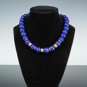 Blue and Gold Tone  Necklace