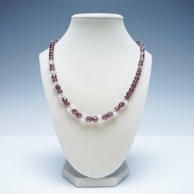 Faceted Purple and Clear Glass Bead Necklace