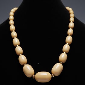 Vintage Celluloid Bead Necklace with 14K Spacers