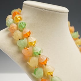 3pc Vintage Beaded Necklace Lot, Floral and Mixed Beads