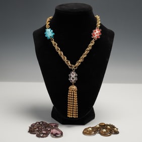 3pc Vintage Gold Tone and Glass Bead Necklaces