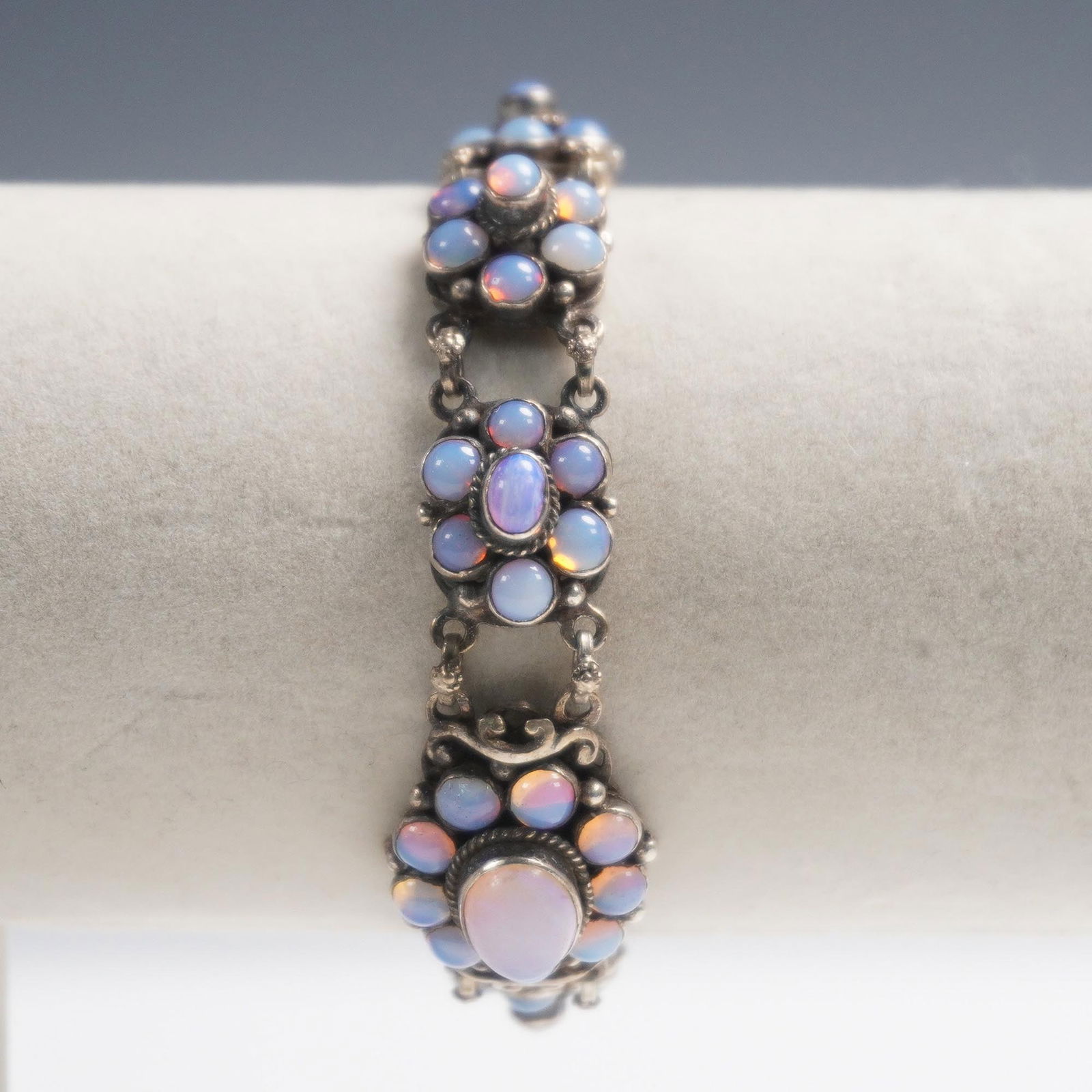 Hungarian Sterling Silver Bracelet with Synthetic Opals (1 of 5)