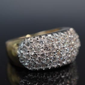 14K Gold and Diamond Dome Ring