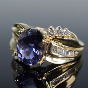 14K Gold, Tanzanite and Diamond Ring