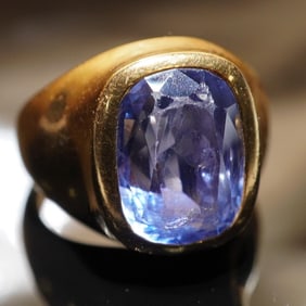 18K Yellow Gold Ring with Lab Topaz, Size 4.5