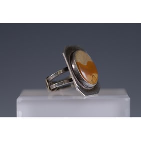 Vintage Sterling Silver Ring with Jasper