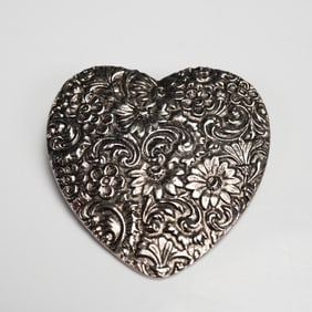 Vintage Floral Heart Brooch